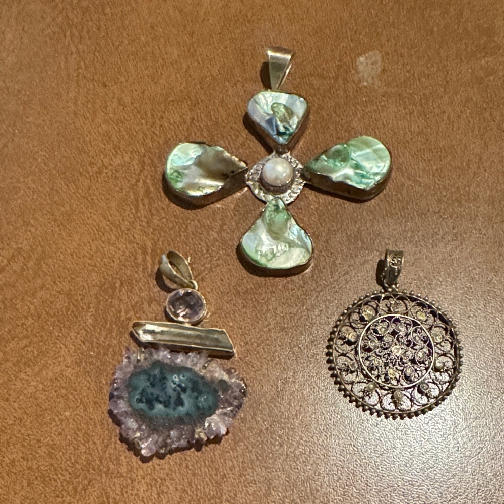 Elegant Gold and Silver Pendant Set